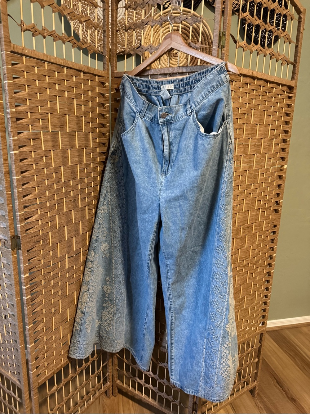 torrid Light Blue Wide Leg Embroidered Jeans